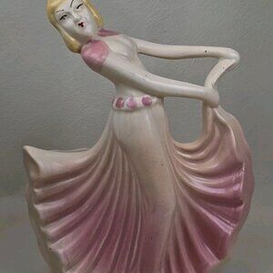 Vintage Hull Pottery, 955, Dancing Lady Planter Pink